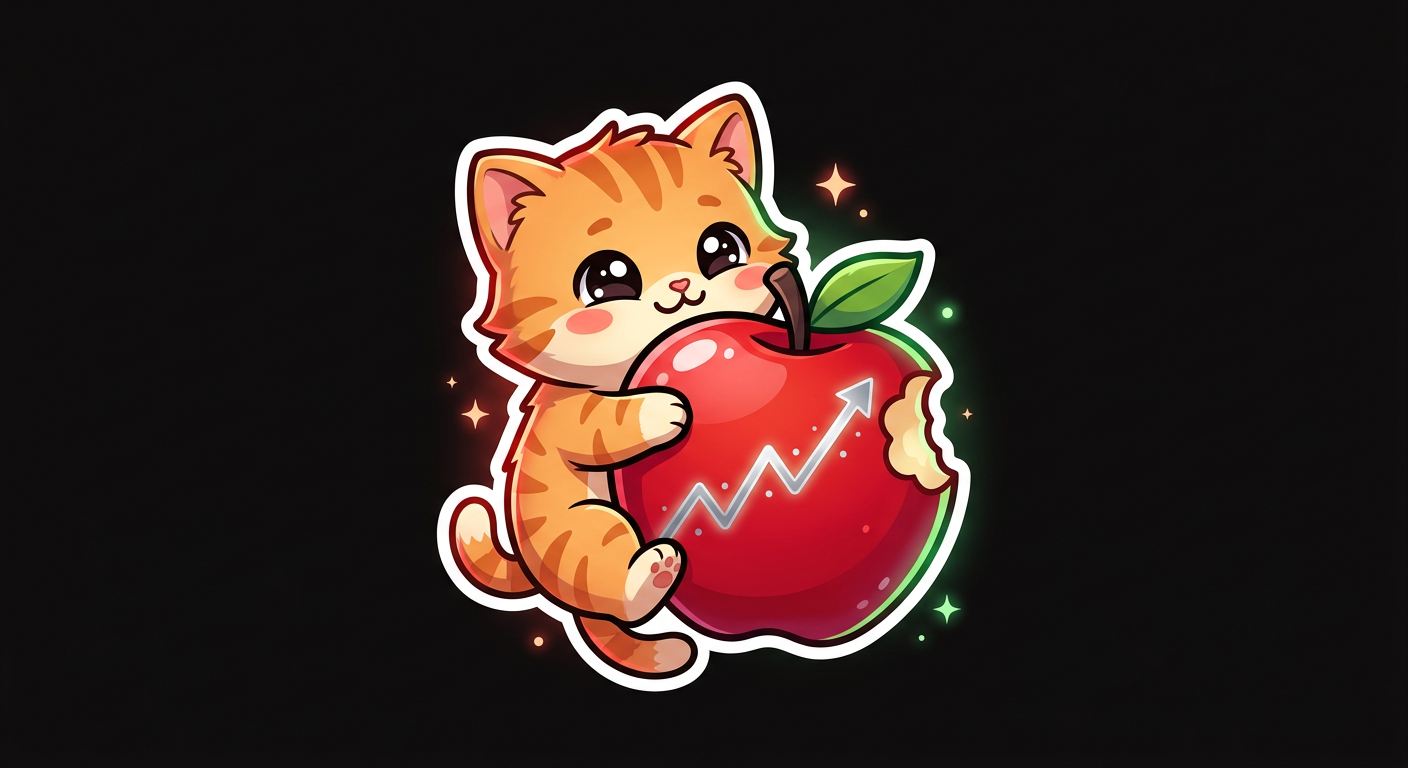 Kitten hugging an apple